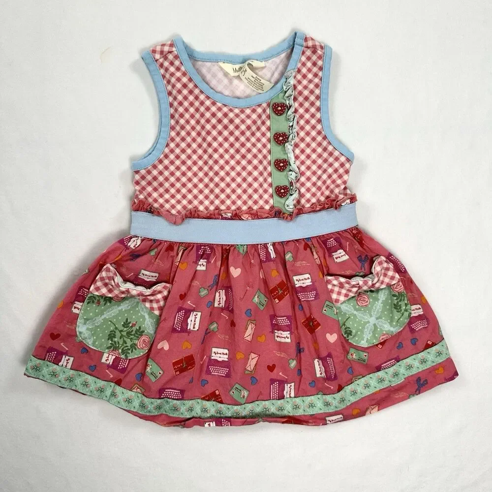 Matilda Jane Mail Dress Ruffles Envelope Typewriter Baby Girl Size 2 Country